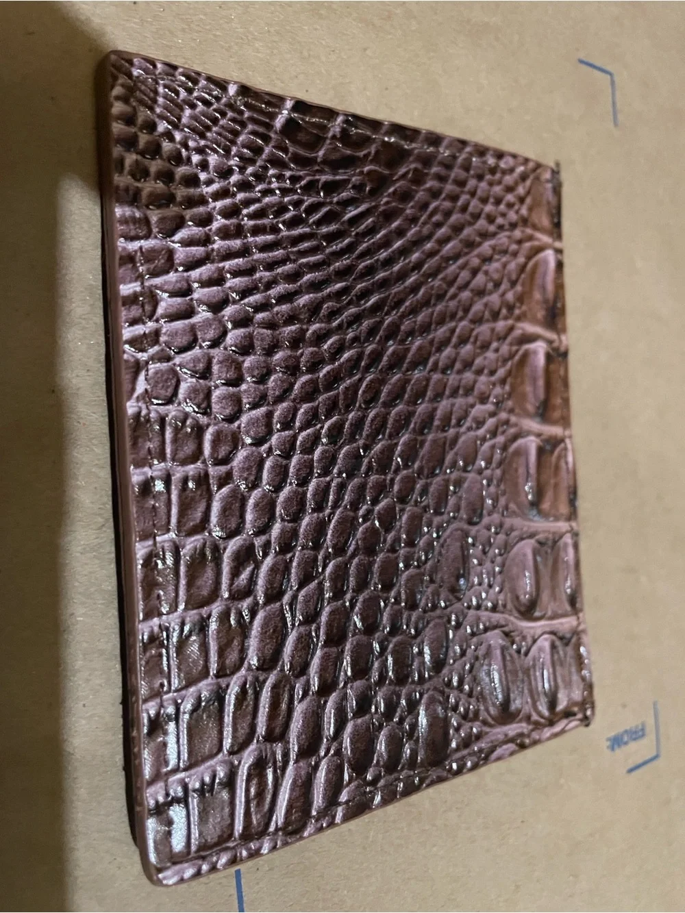 Croco-Embossed Brown Leather Tote with Matching Wallets